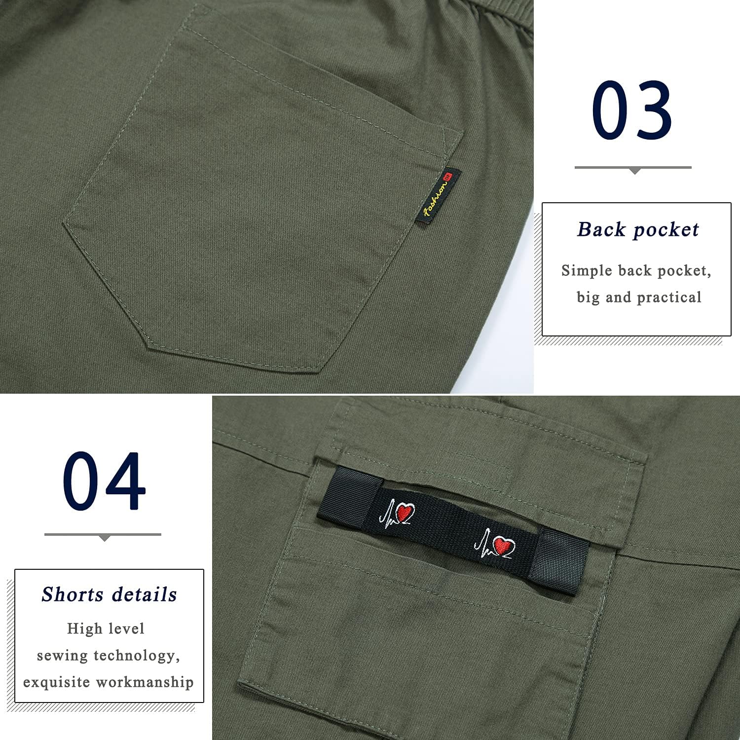 Herren Cargo Shorts Gummibund Kordelzug Sommer Freizeit Baumwolle Hose - Bild 65 von 90