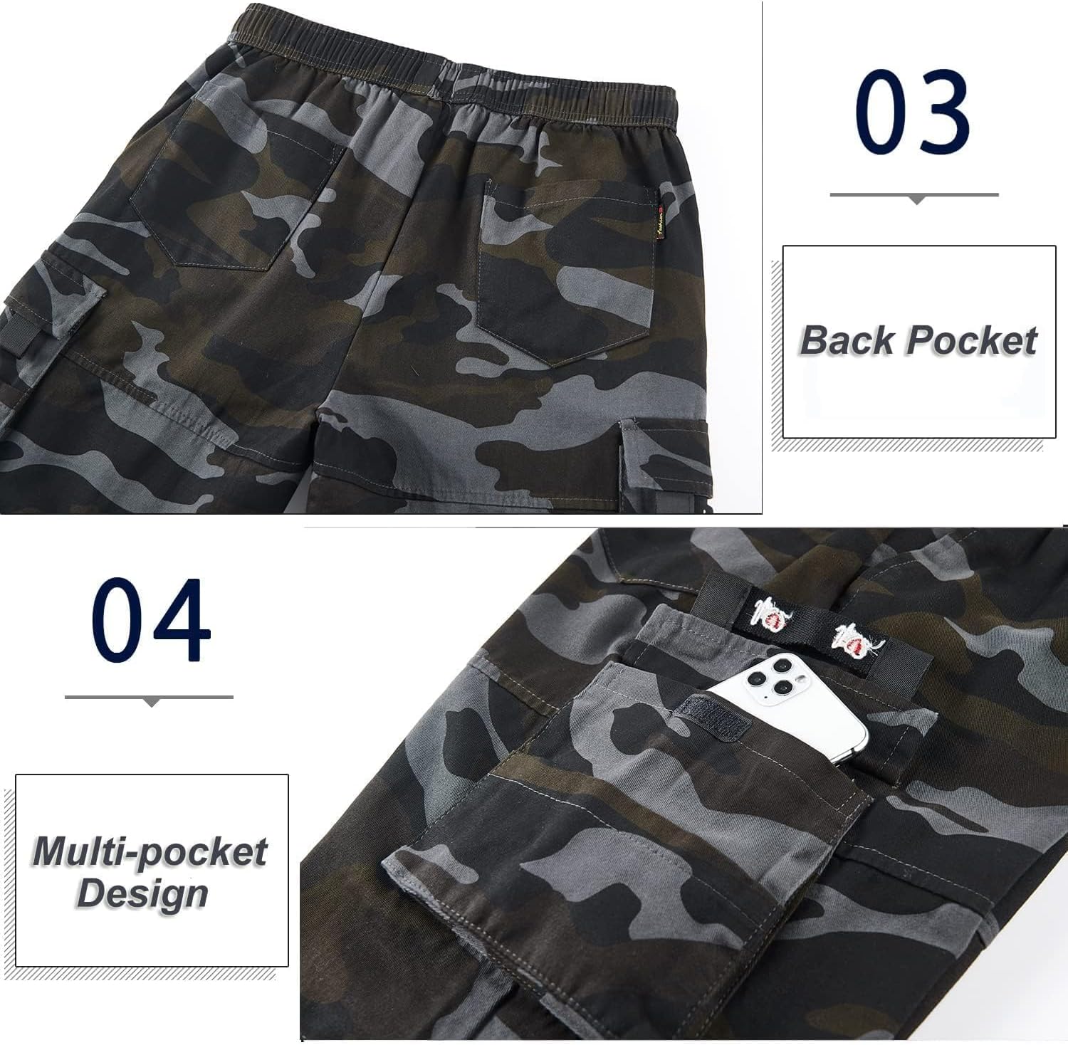 Herren Cargo Shorts Gummibund Kordelzug Sommer Freizeit Baumwolle Hose - Bild 77 von 90