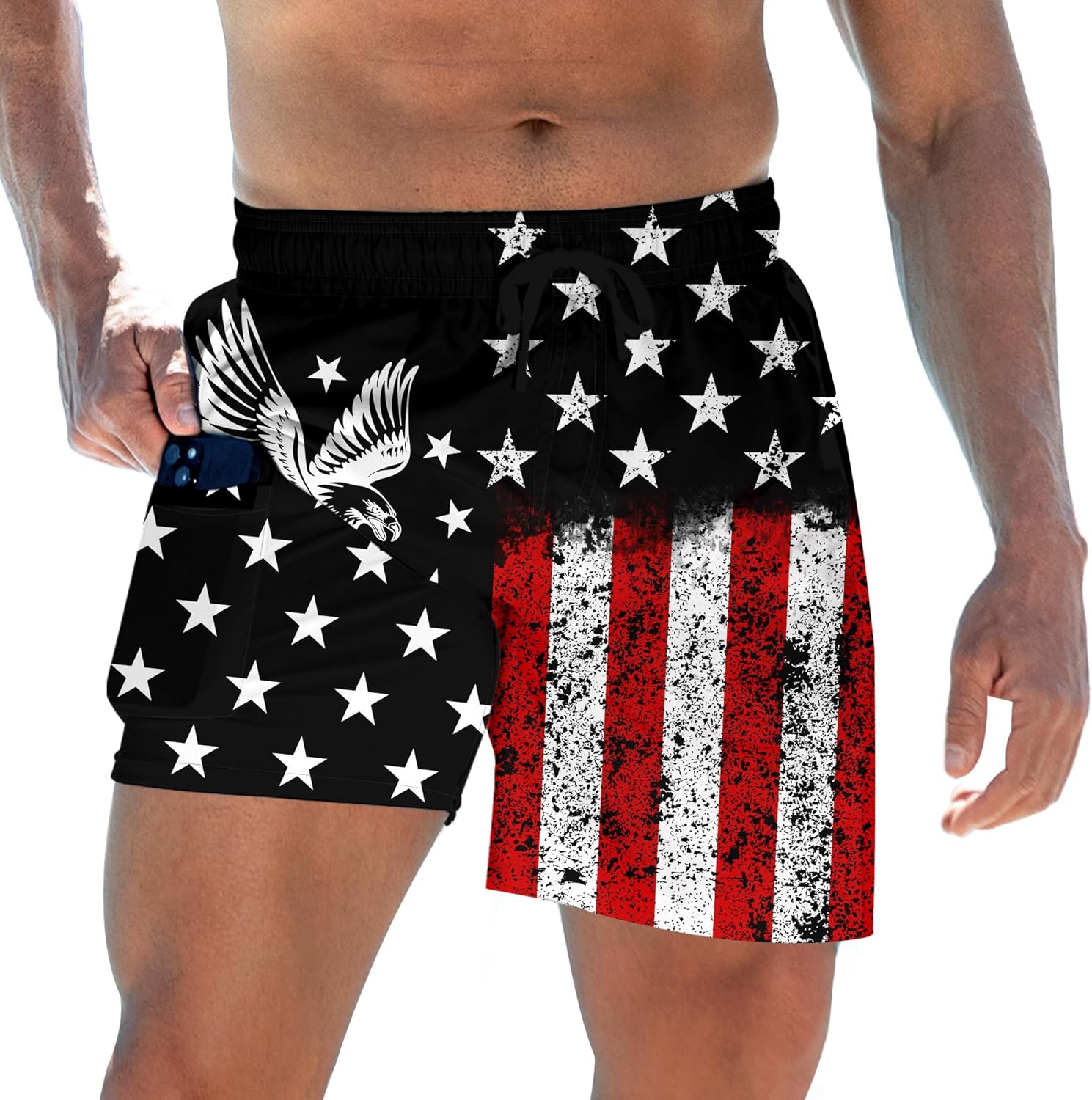 Herren Badehose mit Kompressionsfutter 5,5" Schrittlänge schnelltrocknend Badeanzug Shorts - Bild 13 von 29