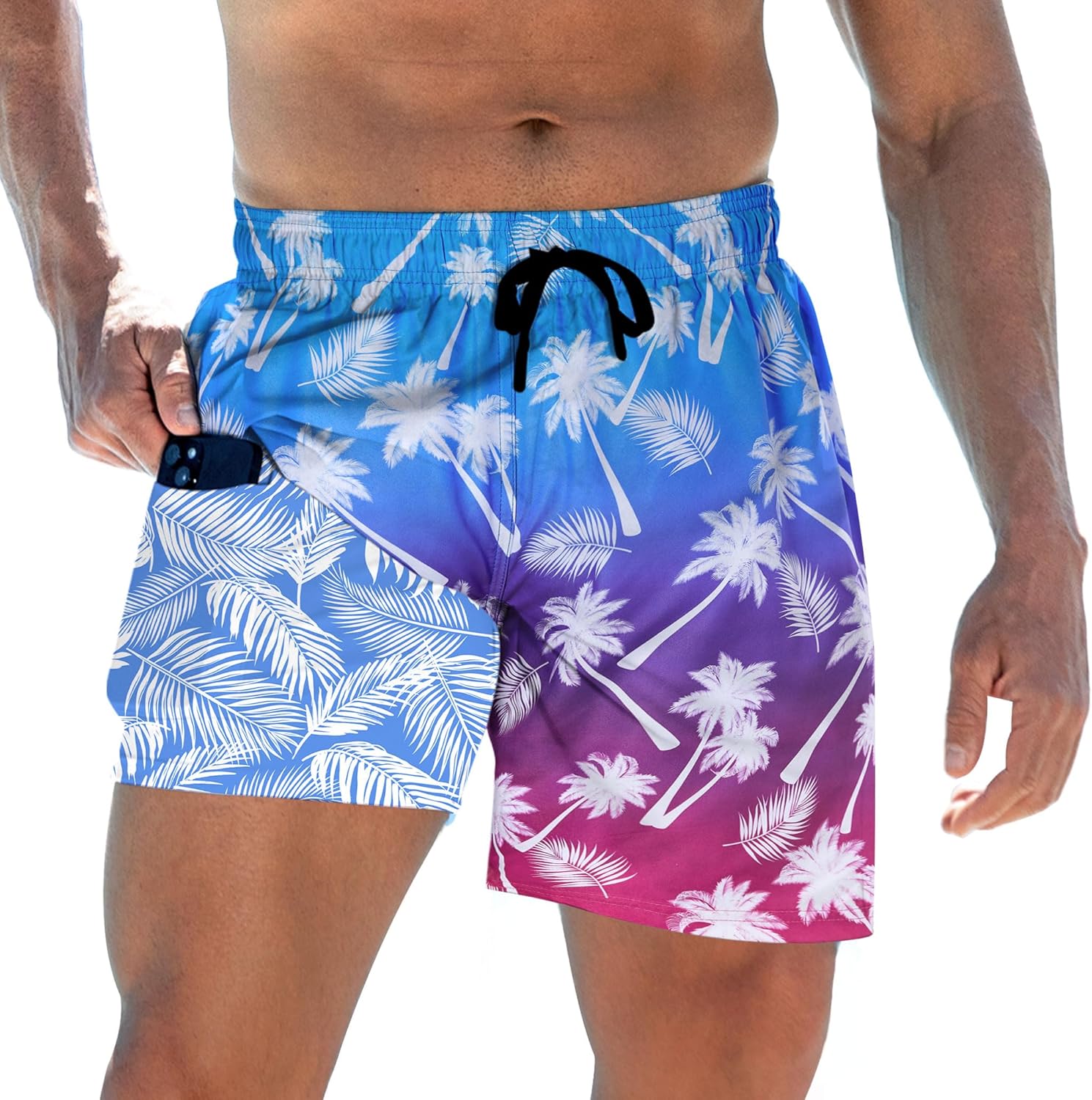 Herren Badehose mit Kompressionsfutter 5,5" Schrittlänge schnelltrocknend Badeanzug Shorts - Bild 18 von 29