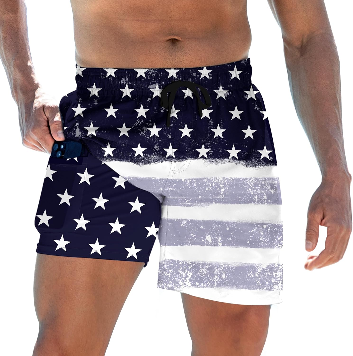 Herren Badehose mit Kompressionsfutter 5,5" Schrittlänge schnelltrocknend Badeanzug Shorts - Bild 26 von 29