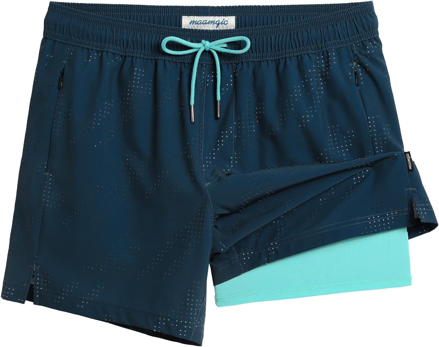 Herren Badehose schnelltrocknend Boardshorts mit Kompressionsfutter Reißverschlusstaschen - Bild 13 von 26