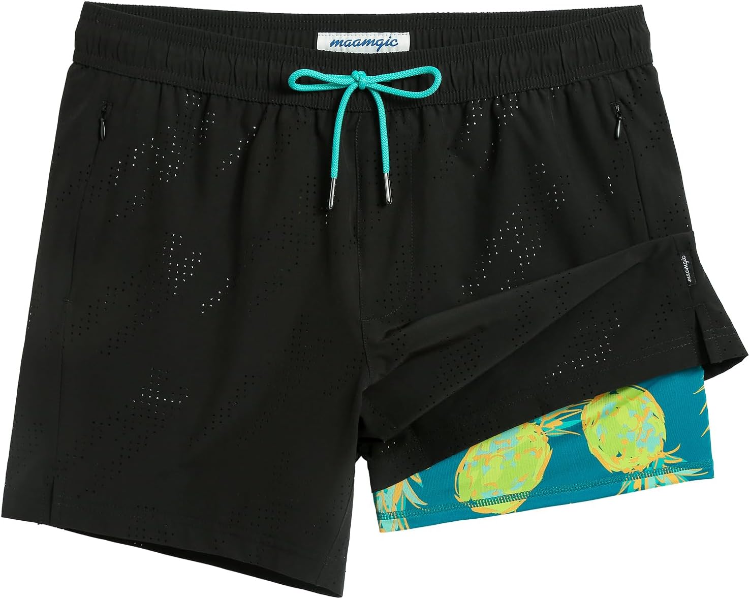 Herren Badehose schnelltrocknend Boardshorts mit Kompressionsfutter Reißverschlusstaschen - Bild 15 von 26