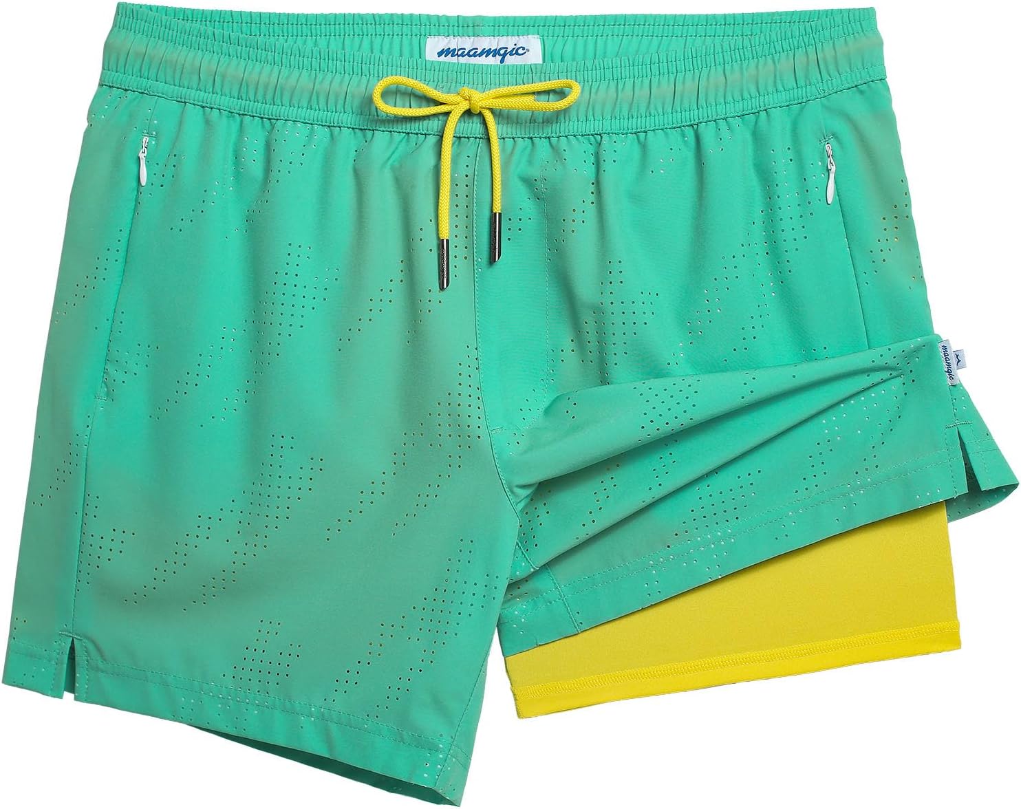 Herren Badehose schnelltrocknend Boardshorts mit Kompressionsfutter Reißverschlusstaschen - Bild 17 von 26