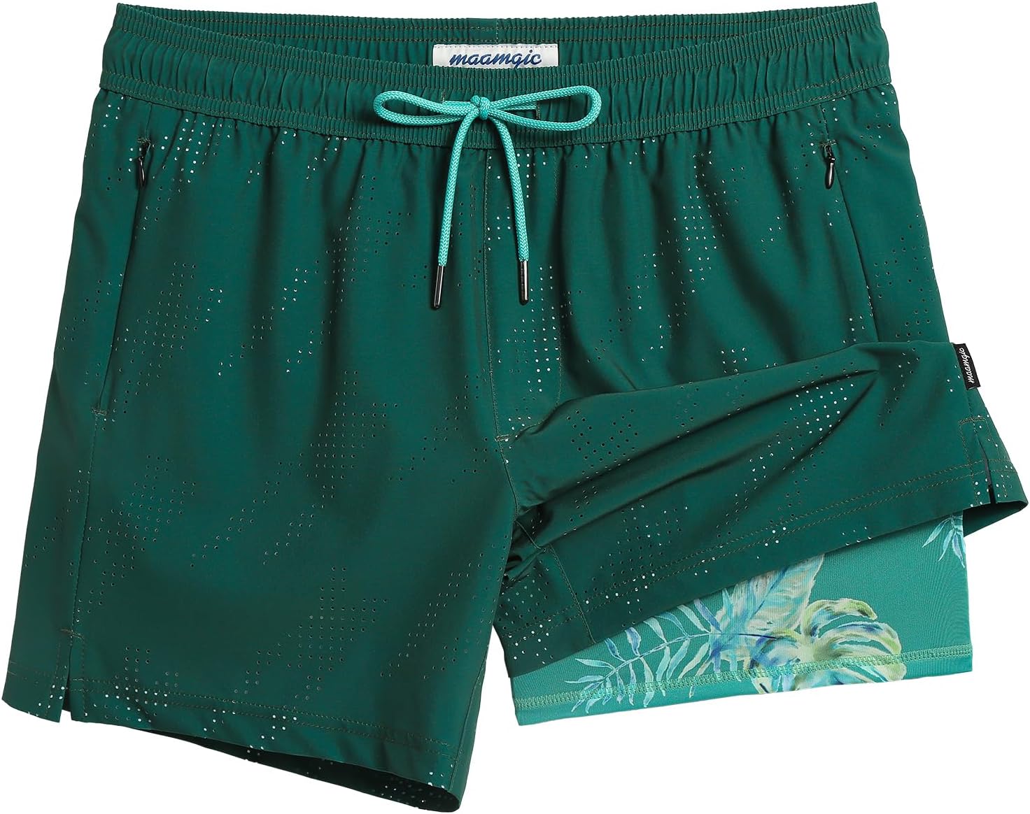 Herren Badehose schnelltrocknend Boardshorts mit Kompressionsfutter Reißverschlusstaschen - Bild 19 von 26