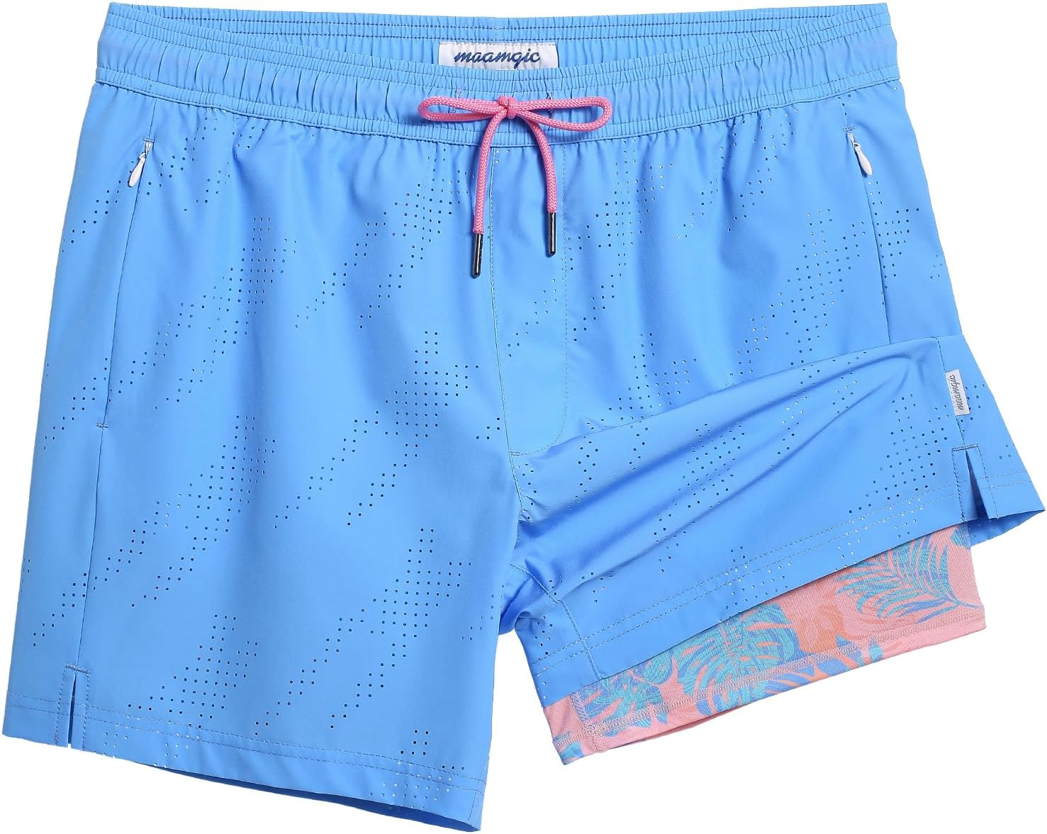 Herren Badehose schnelltrocknend Boardshorts mit Kompressionsfutter Reißverschlusstaschen - Bild 21 von 26