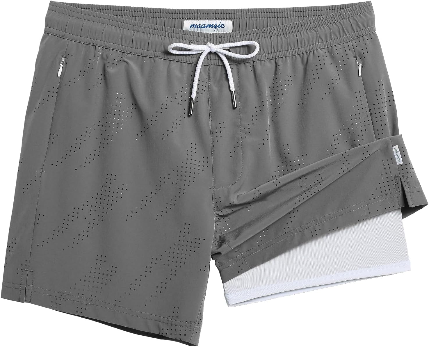 Herren Badehose schnelltrocknend Boardshorts mit Kompressionsfutter Reißverschlusstaschen - Bild 25 von 26