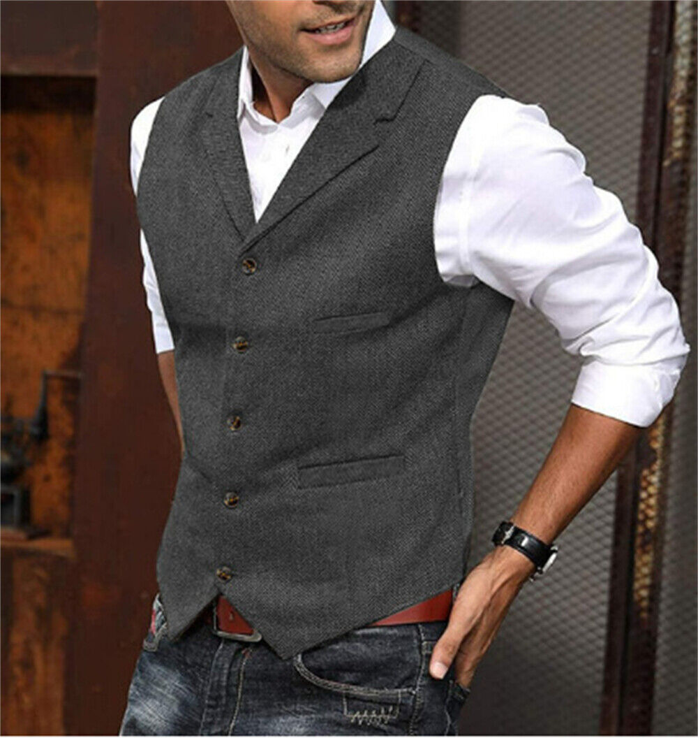 Chaleco de Espiga para Hombres Vestido Chaleco Calce Ajustado Botones Baile de graduación Traje Formal Chaleco - Imagen 17 de 23