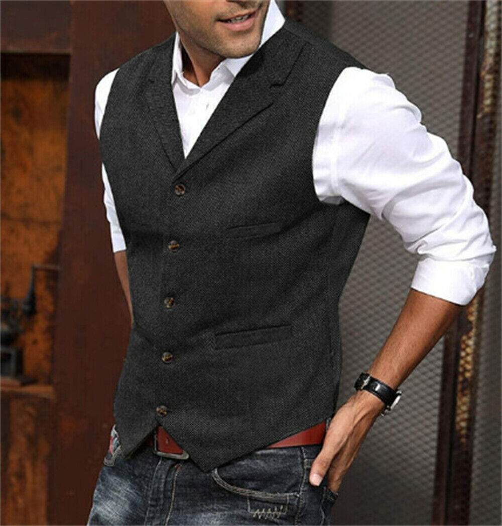 Chaleco de Espiga para Hombres Vestido Chaleco Calce Ajustado Botones Baile de graduación Traje Formal Chaleco - Imagen 19 de 23