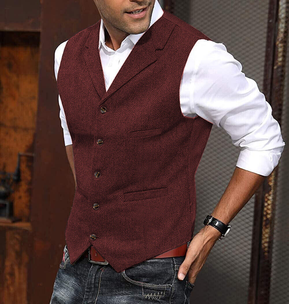 Chaleco de Espiga para Hombres Vestido Chaleco Calce Ajustado Botones Baile de graduación Traje Formal Chaleco - Imagen 22 de 23