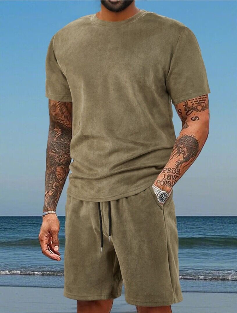 Conjunto de 2 piezas de conjunto de camisetas y pantalones cortos de manga corta para hombre - Imagen 14 de 17
