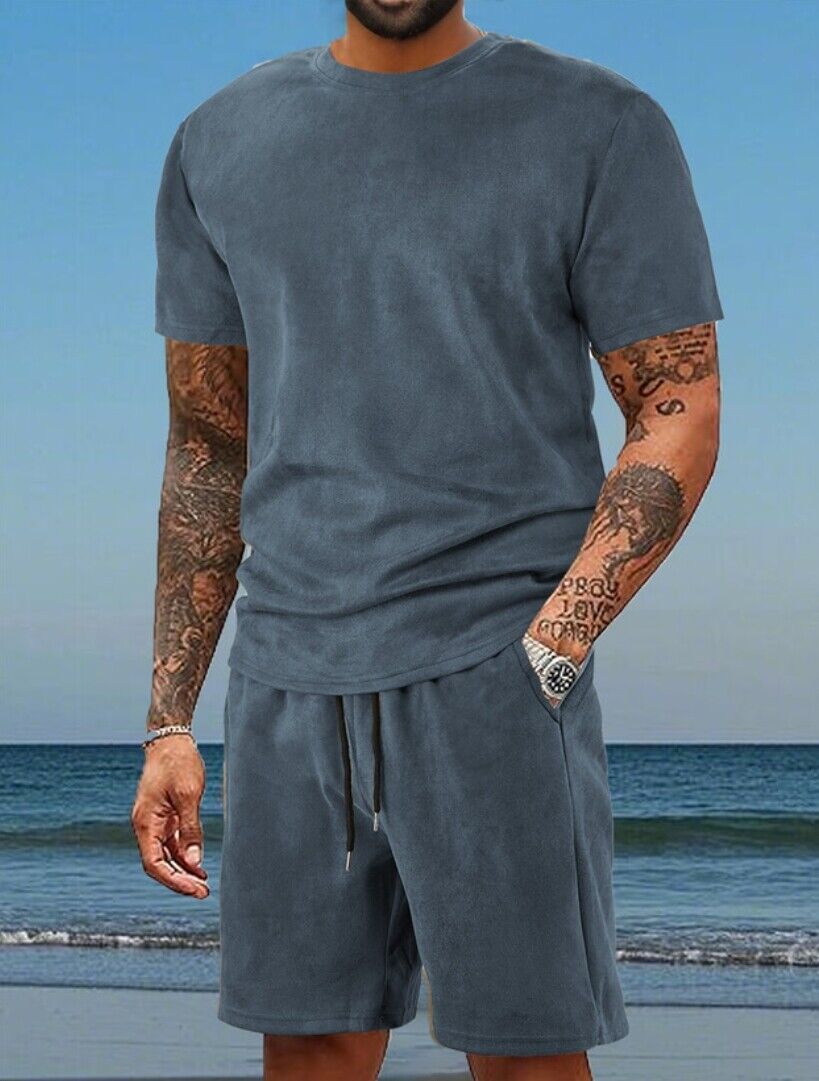 Conjunto de 2 piezas de conjunto de camisetas y pantalones cortos de manga corta para hombre - Imagen 15 de 17