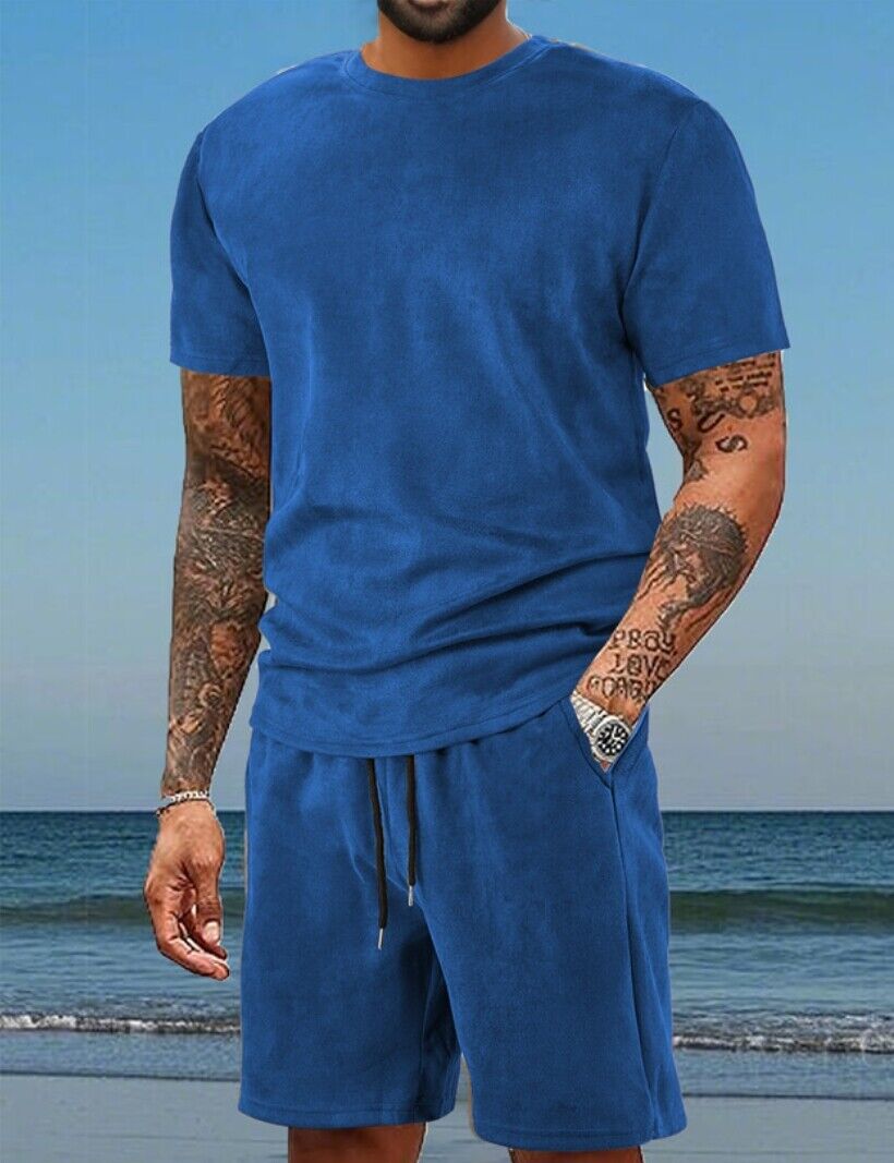 Conjunto de 2 piezas de conjunto de camisetas y pantalones cortos de manga corta para hombre - Imagen 16 de 17