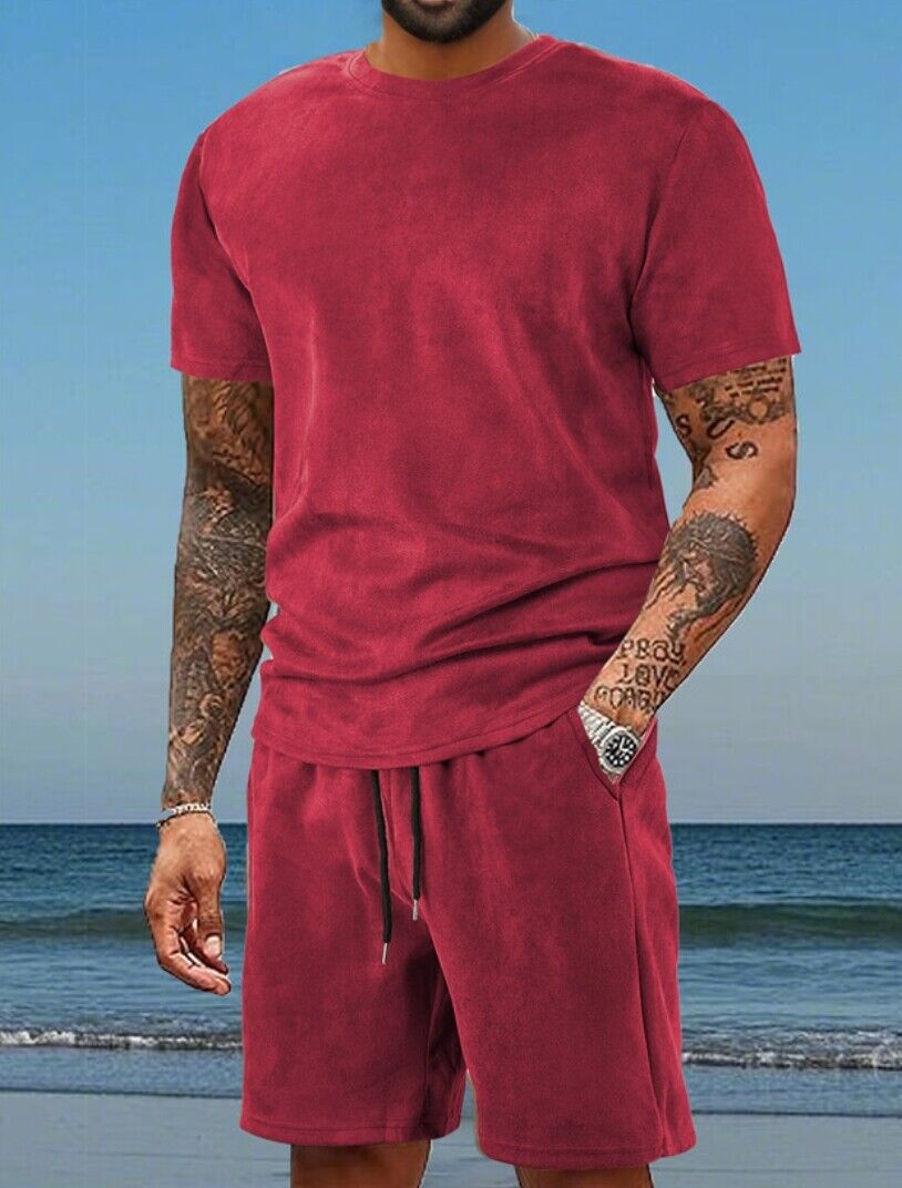 Conjunto de 2 piezas de conjunto de camisetas y pantalones cortos de manga corta para hombre - Imagen 17 de 17