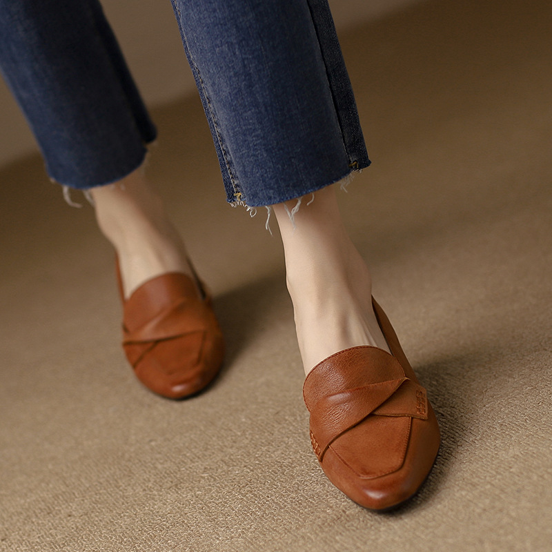 Mujeres Zapatos Mocasines de Tacón Bajo Punta Sin Cordones Imitación Cuero Planos Oficina OL - Imagen 24 de 25