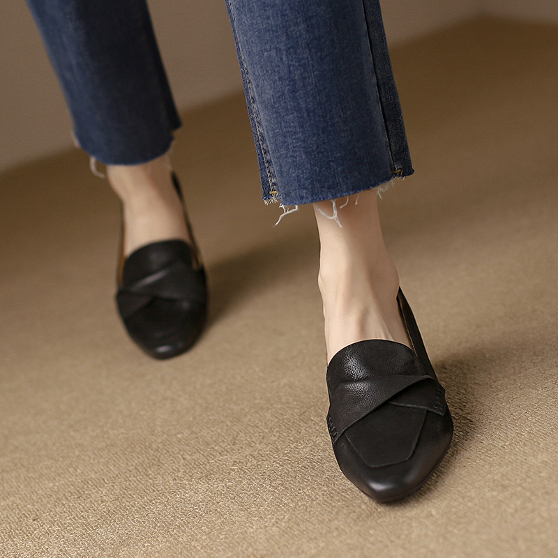 Mujeres Zapatos Mocasines de Tacón Bajo Punta Sin Cordones Imitación Cuero Planos Oficina OL - Imagen 23 de 25