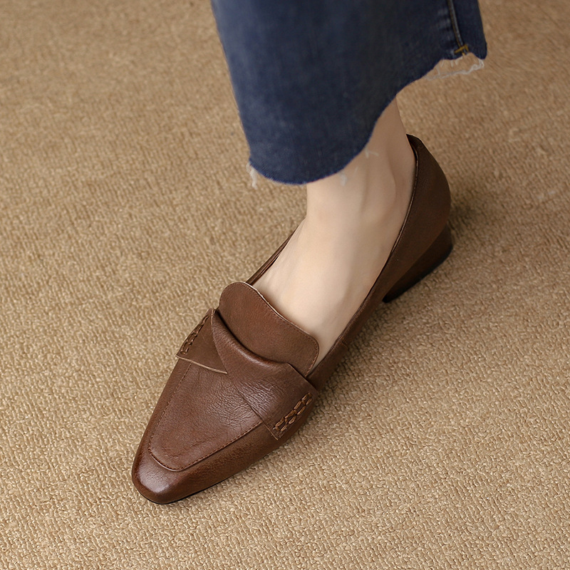 Mujeres Zapatos Mocasines de Tacón Bajo Punta Sin Cordones Imitación Cuero Planos Oficina OL - Imagen 25 de 25