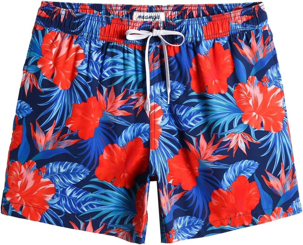 Herren Vintage Badehose 4 Wege Stretch schnelltrocknend Boardshorts mit Netzfutter - Bild 45 von 47