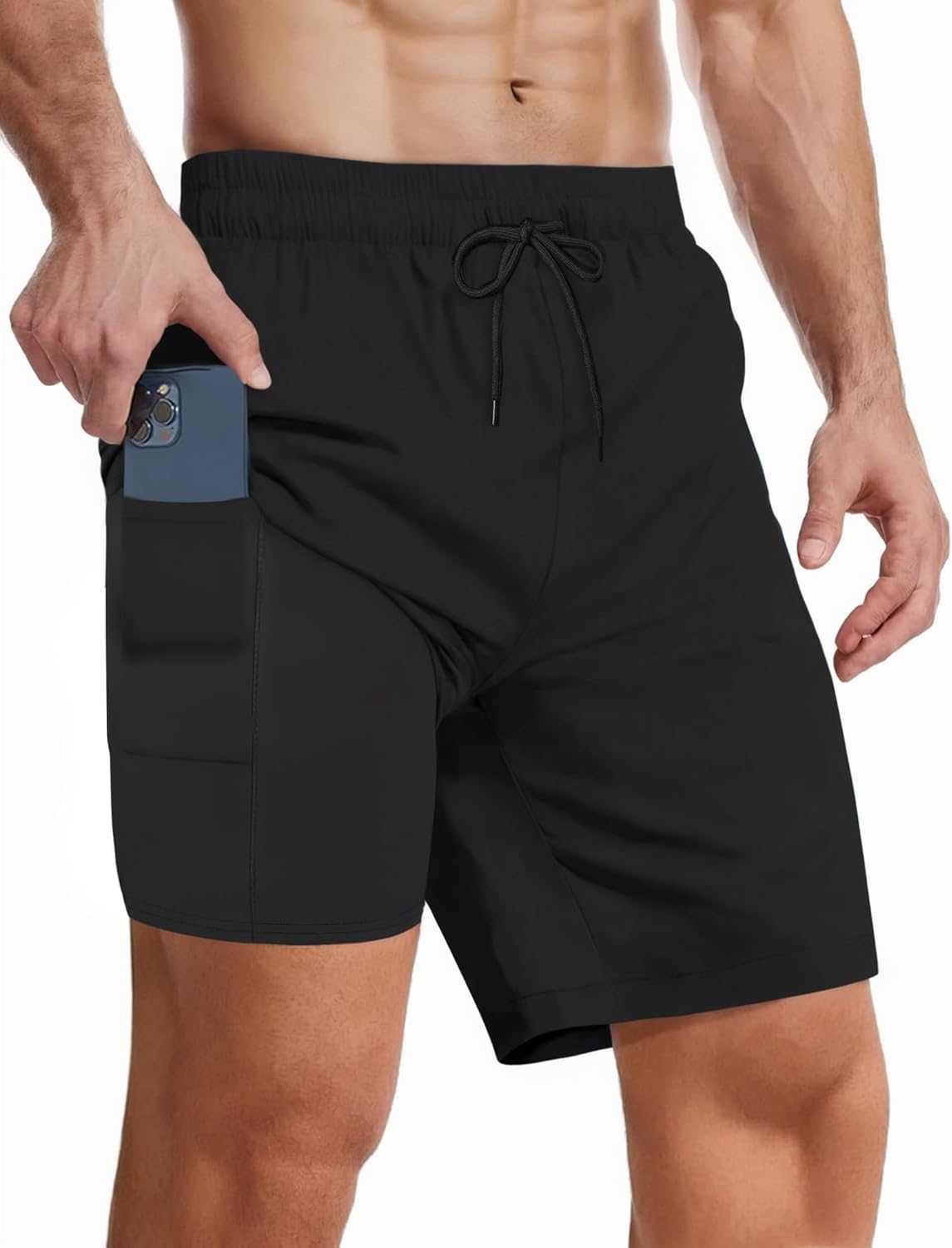 Mens Quick Dry Swim Trunks 7" Inseam Compression Liner Board Shorts with Pockets - Picture 7 of 12