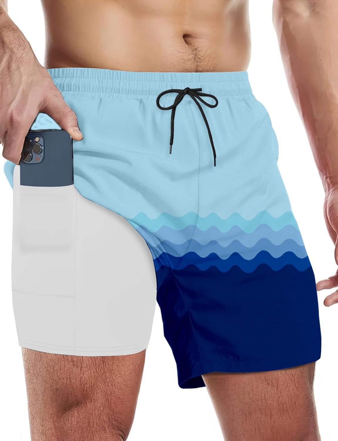 Men's Quick Dry Swim Trunks Shorts with Compression Liner and Pockets - Picture 11 of 20