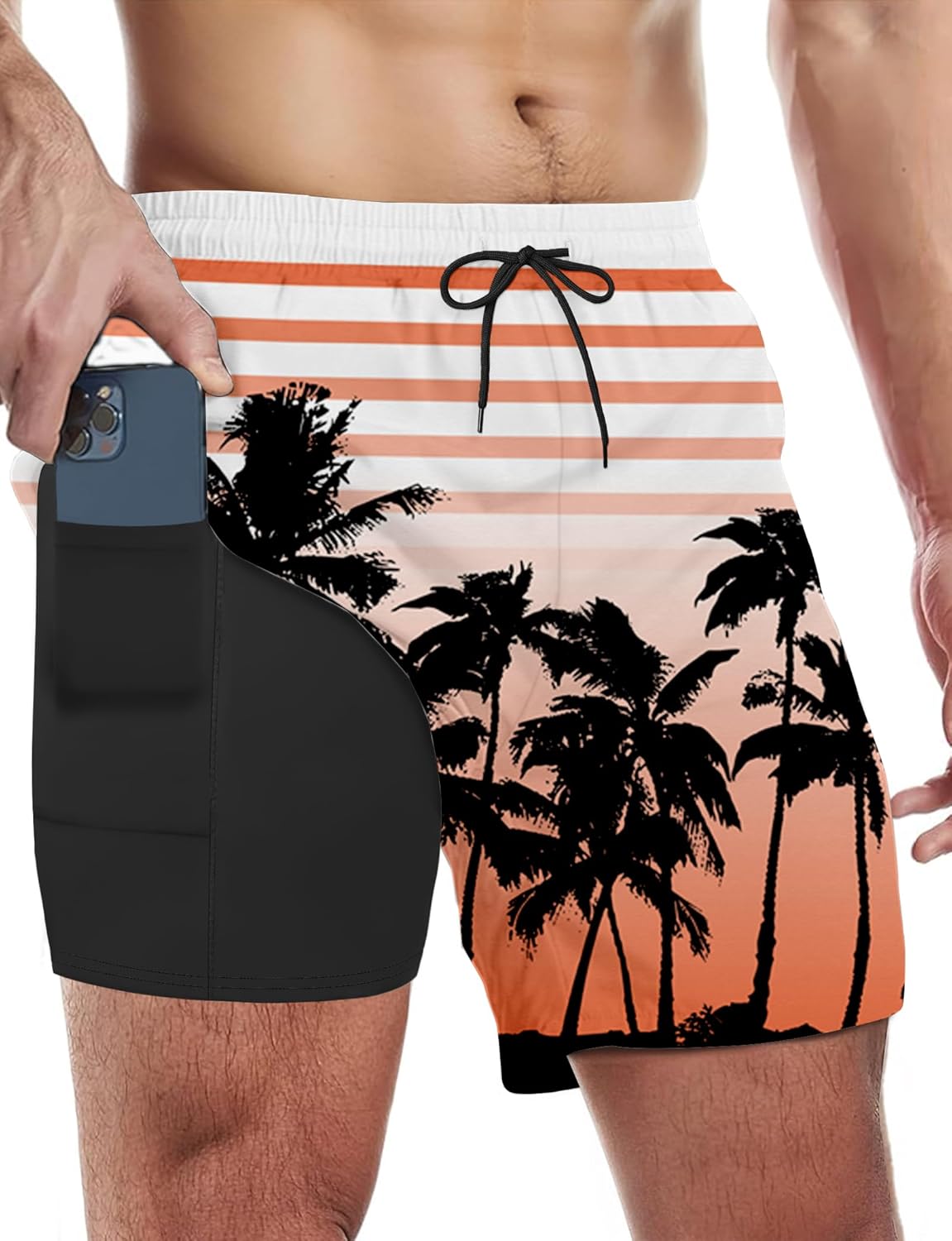 Men's Quick Dry Swim Trunks Shorts with Compression Liner and Pockets - Picture 17 of 20