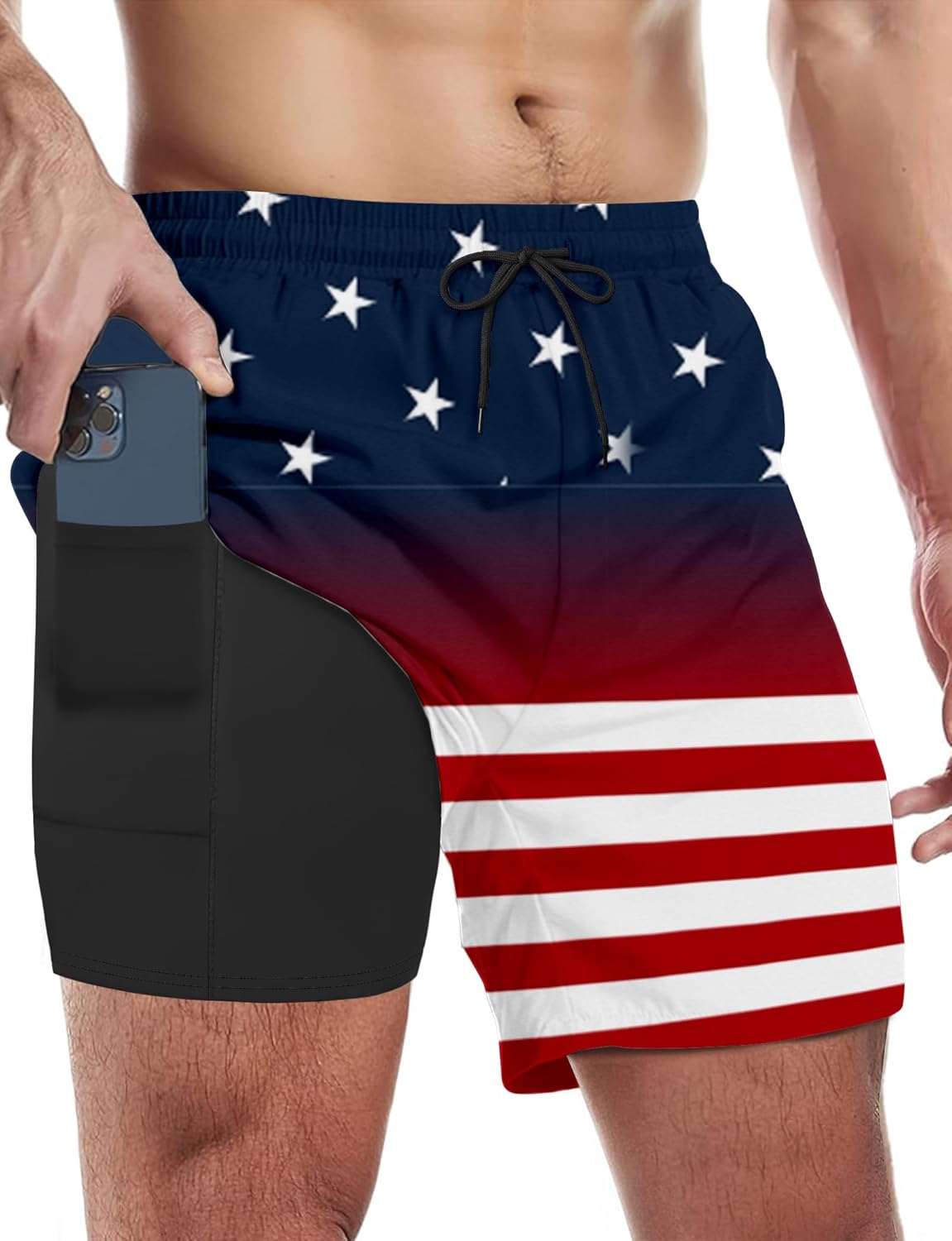 Men's Quick Dry Swim Trunks Shorts with Compression Liner and Pockets - Picture 20 of 20