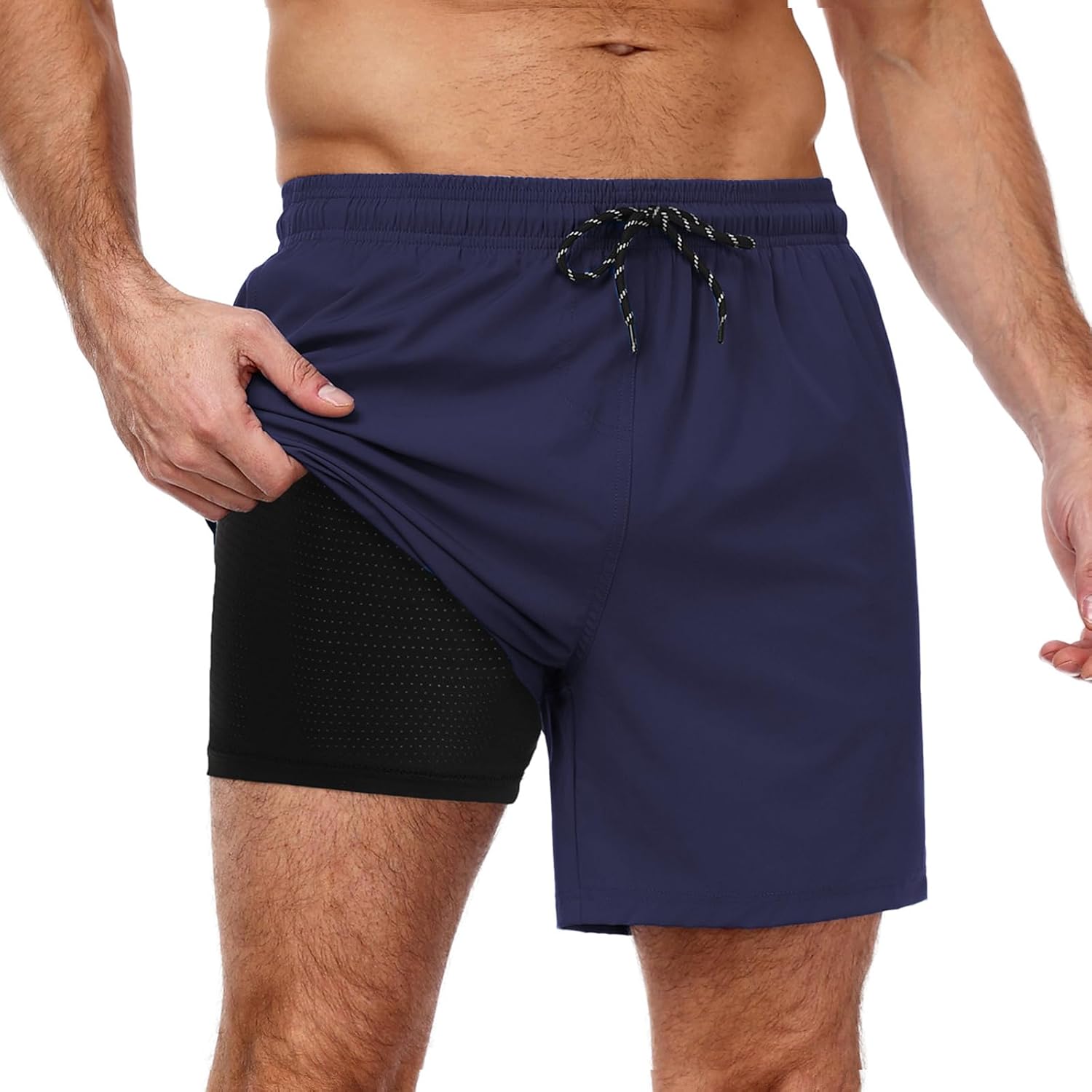 Men's Swim Trunks Quick Dry Bathing Suit with Compression Liner Board Shorts - Picture 14 of 44