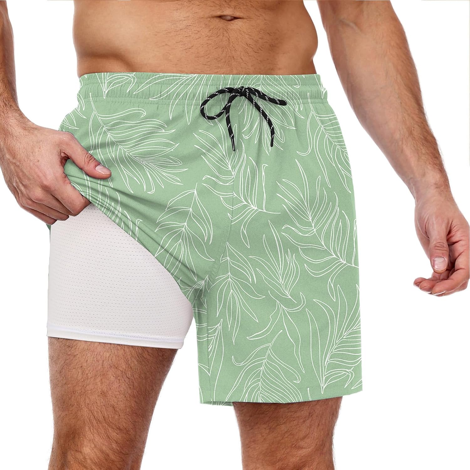 Men's Swim Trunks Quick Dry Bathing Suit with Compression Liner Board Shorts - Picture 19 of 44