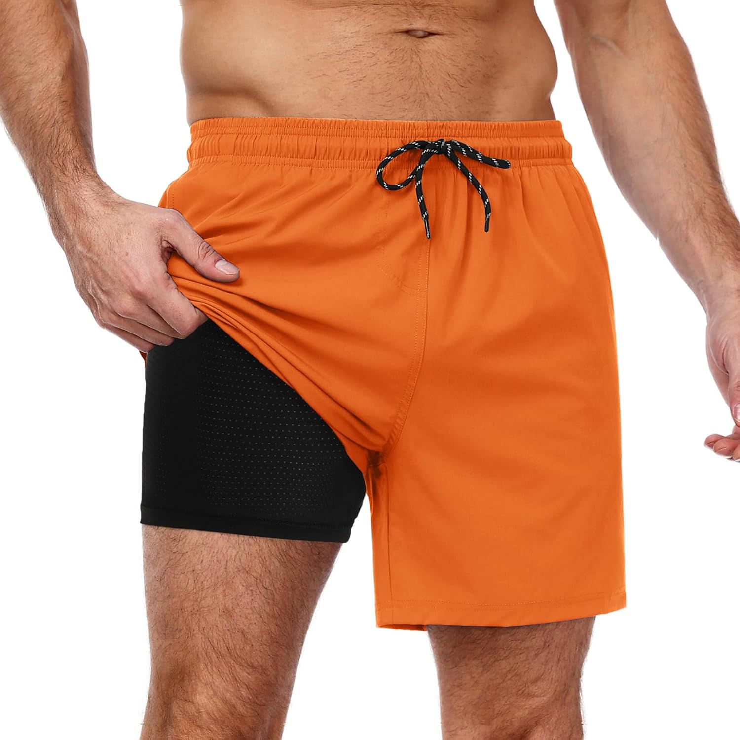 Men's Swim Trunks Quick Dry Bathing Suit with Compression Liner Board Shorts - Picture 21 of 44