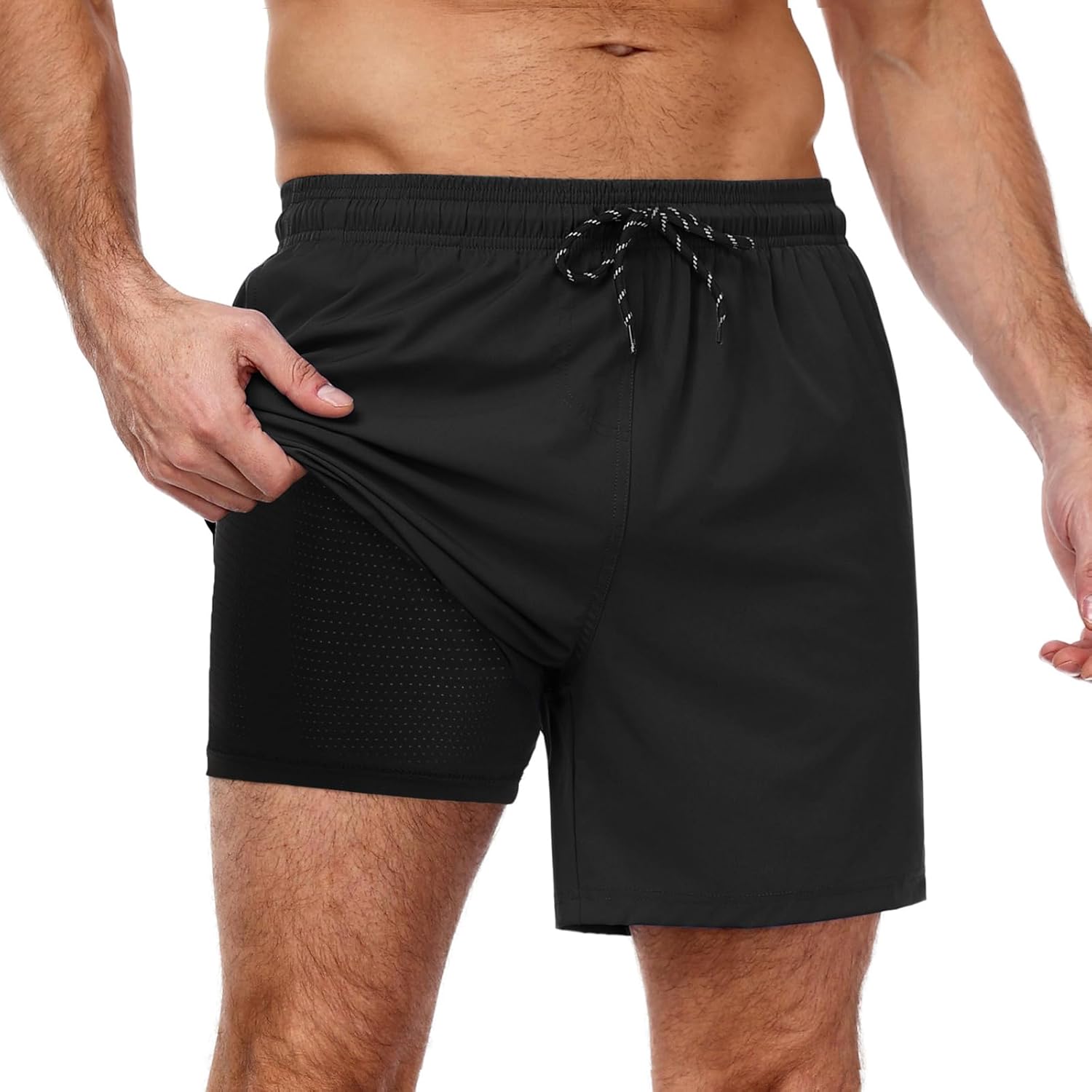 Men's Swim Trunks Quick Dry Bathing Suit with Compression Liner Board Shorts - Picture 30 of 44