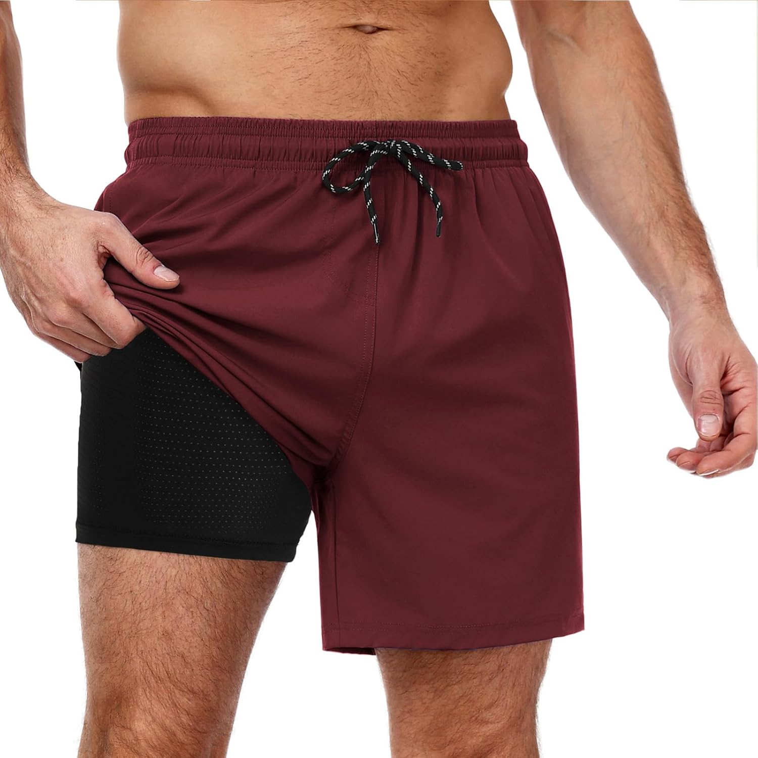 Men's Swim Trunks Quick Dry Bathing Suit with Compression Liner Board Shorts - Picture 32 of 44