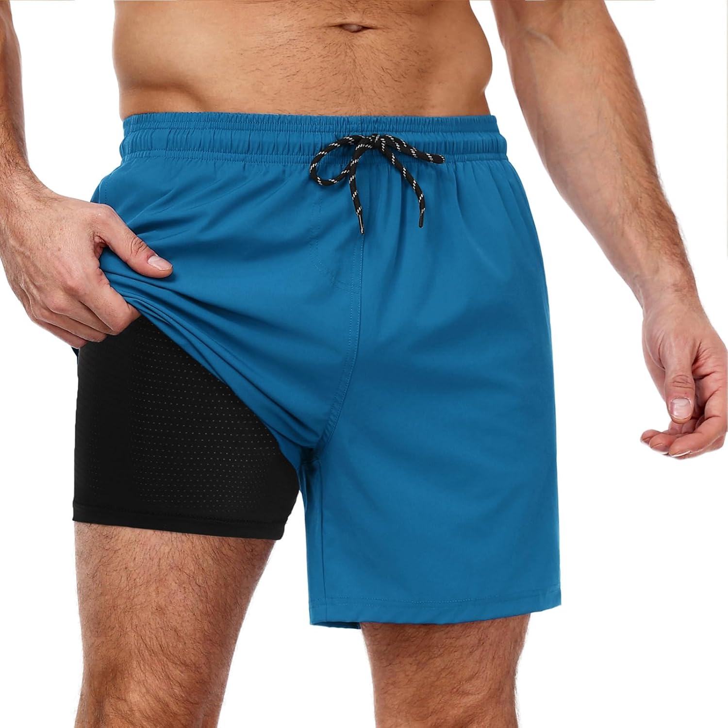 Men's Swim Trunks Quick Dry Bathing Suit with Compression Liner Board Shorts - Picture 35 of 44