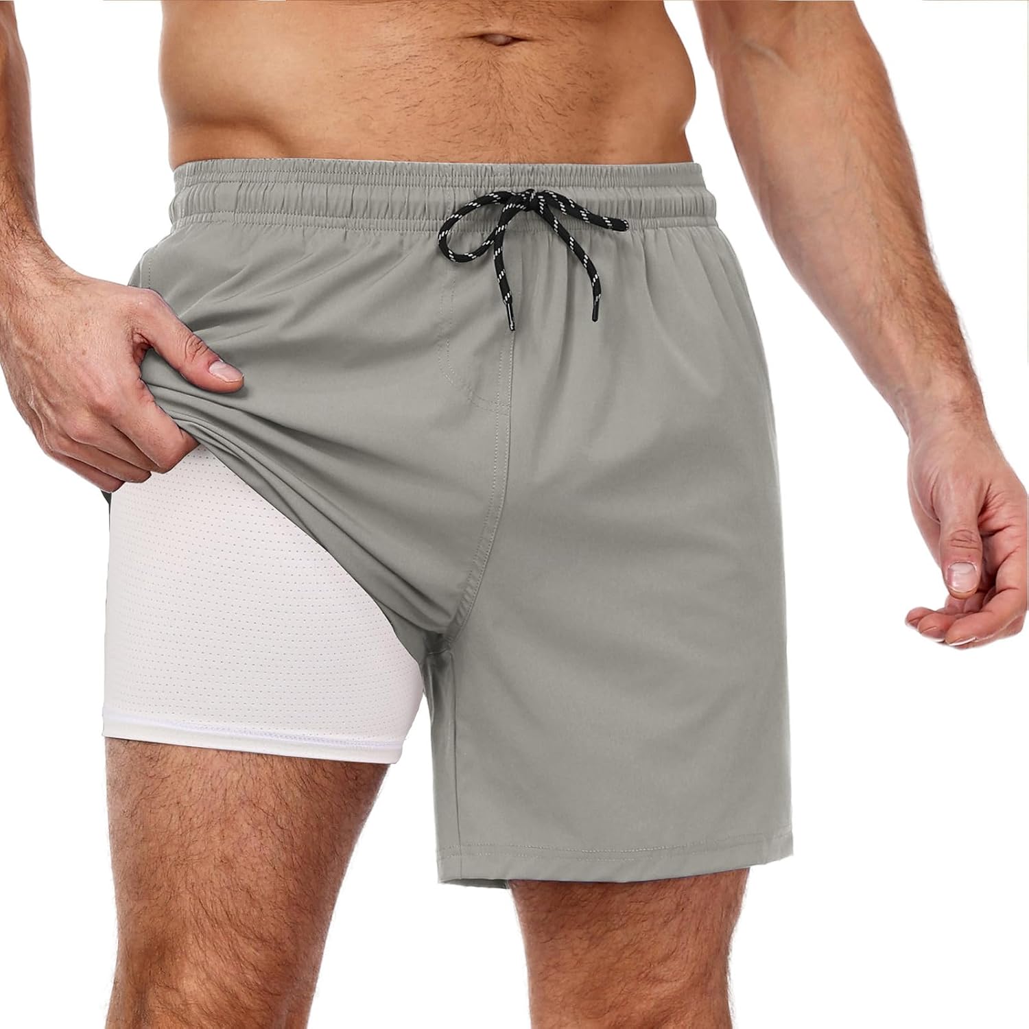 Men's Swim Trunks Quick Dry Bathing Suit with Compression Liner Board Shorts - Picture 36 of 44