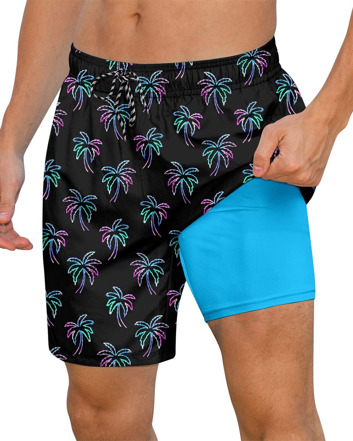 Herren Schnelltrocknende Badehose - 7 Inch Badeshorts mit Kompressionsfutter - Bild 19 von 36