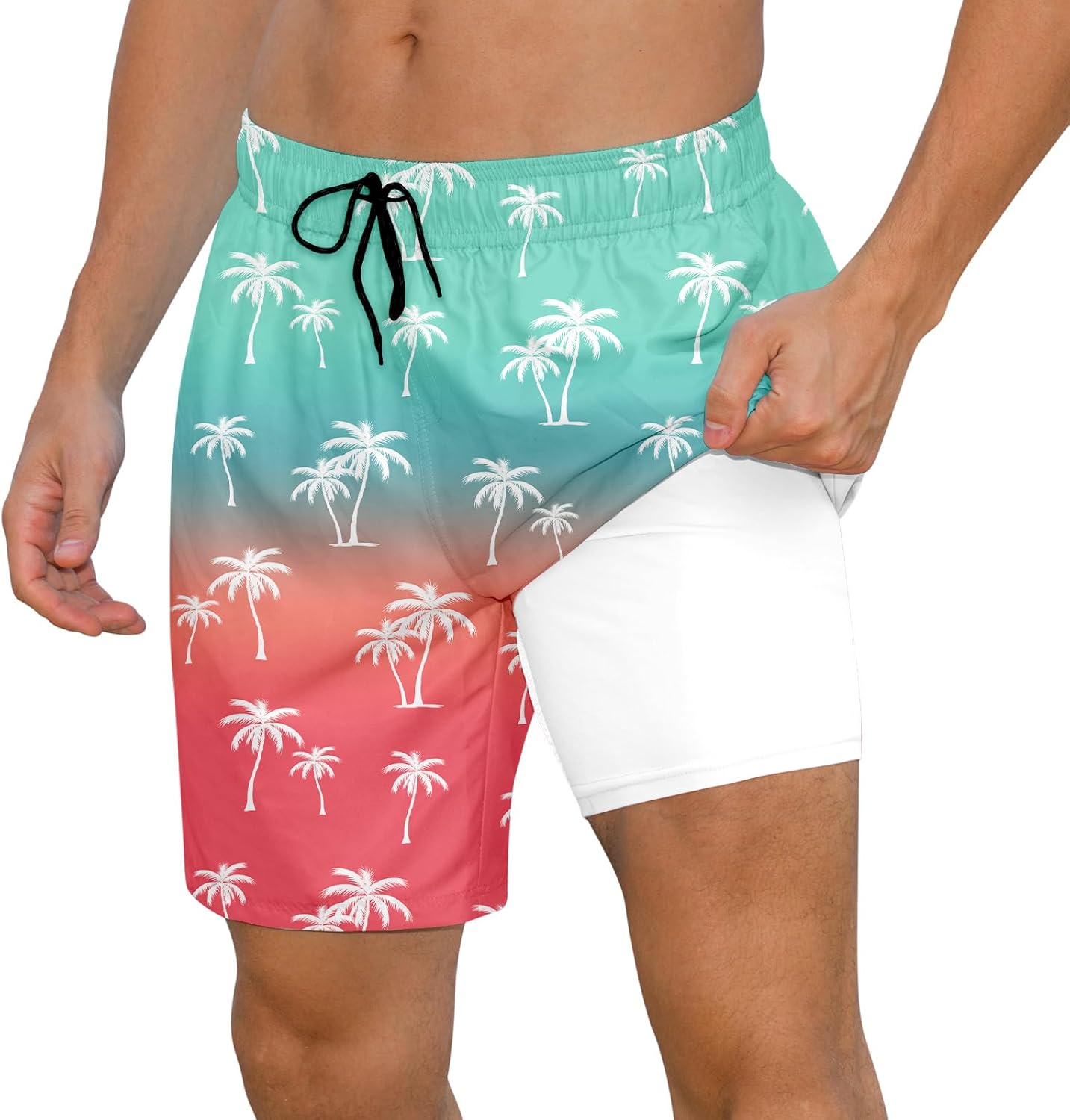 Herren Schnelltrocknende Badehose - 7 Inch Badeshorts mit Kompressionsfutter - Bild 34 von 36