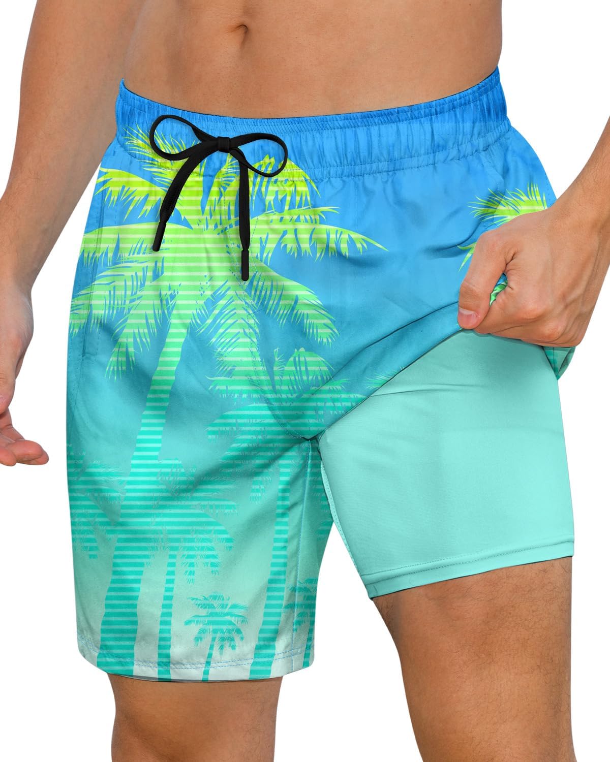 Herren Schnelltrocknende Badehose - 7 Inch Badeshorts mit Kompressionsfutter - Bild 36 von 36
