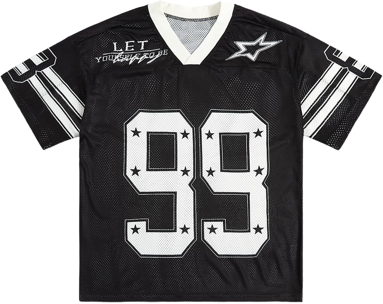Herren Jersey Y2k Baggy Shirts Grafik T-Shirts Oversize V-Ausschnitt Tshirts Sommer Tops - Bild 32 von 39