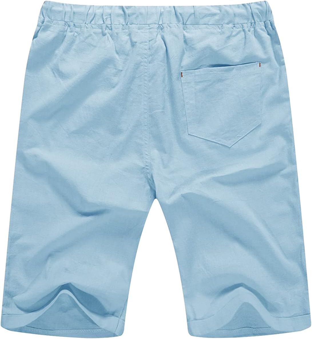Linen Shorts Casual Drawstring Summer Beach Shorts for men, 11" Inseam - Picture 61 of 75