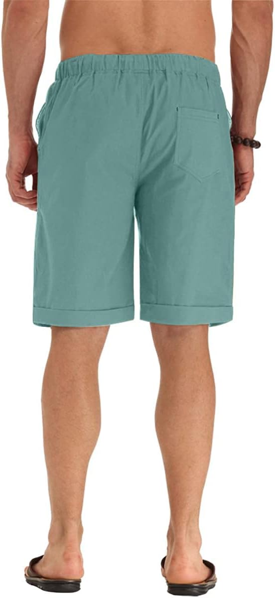 Linen Shorts Casual Drawstring Summer Beach Shorts for men, 11" Inseam - Picture 42 of 75
