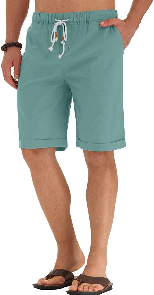 Linen Shorts Casual Drawstring Summer Beach Shorts for men, 11" Inseam - Picture 43 of 75