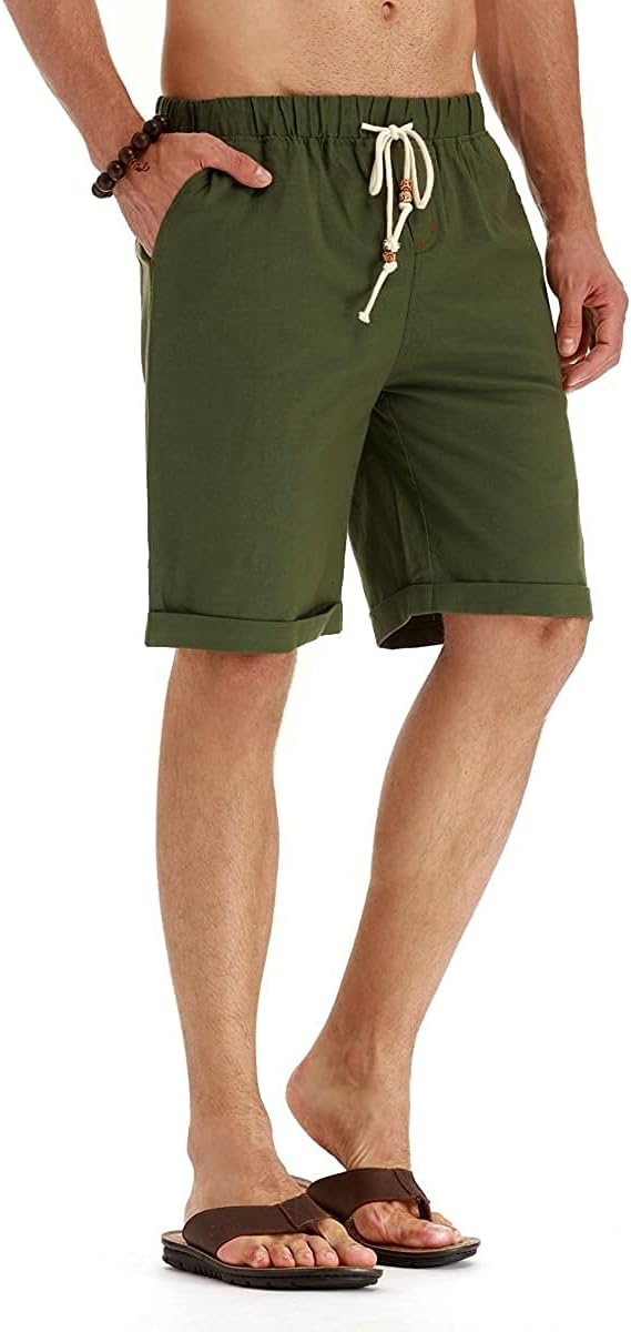 Linen Shorts Casual Drawstring Summer Beach Shorts for men, 11" Inseam - Picture 47 of 75