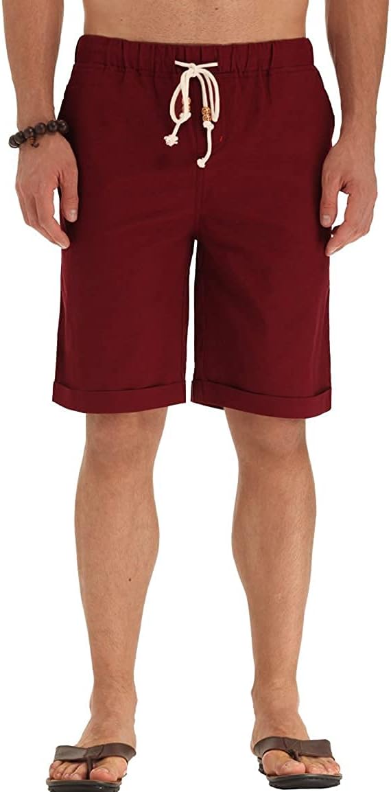 Linen Shorts Casual Drawstring Summer Beach Shorts for men, 11" Inseam - Picture 50 of 75