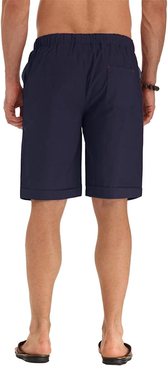 Linen Shorts Casual Drawstring Summer Beach Shorts for men, 11" Inseam - Picture 58 of 75