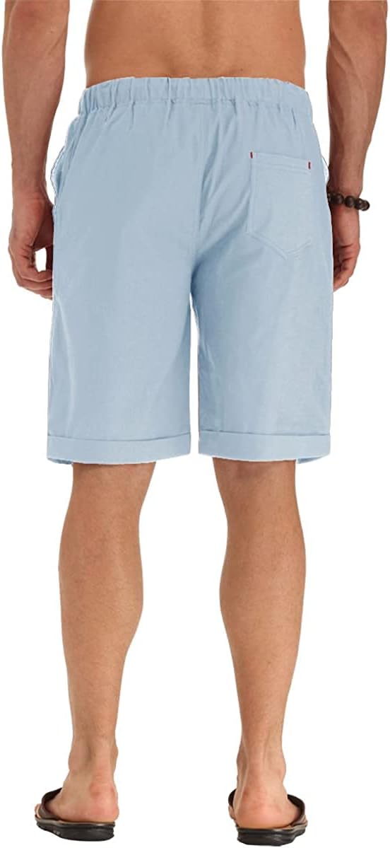 Linen Shorts Casual Drawstring Summer Beach Shorts for men, 11" Inseam - Picture 63 of 75