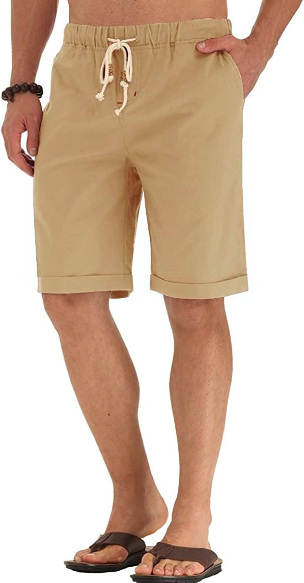 Linen Shorts Casual Drawstring Summer Beach Shorts for men, 11" Inseam - Picture 71 of 75