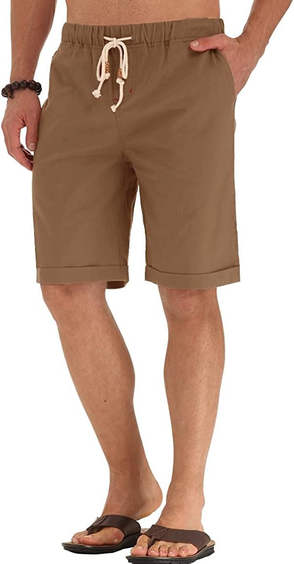 Linen Shorts Casual Drawstring Summer Beach Shorts for men, 11" Inseam - Picture 75 of 75