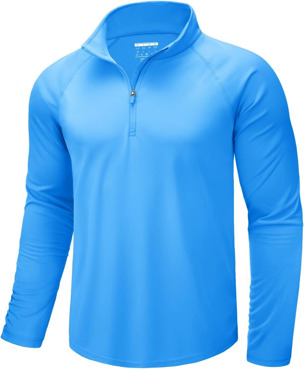 Men’s UPF 50+ Sun Shirt 1/4 Zip Up Rash Guard Hiking Workout Running Pullover