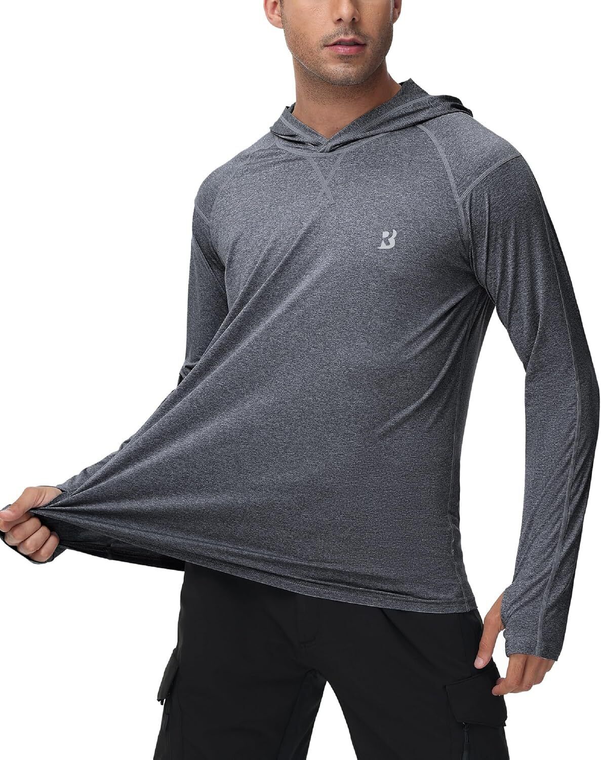 Mens UPF 50+ Fishing Shirts UV Sun Hoodie Hiking Running Athletic Workout Shirt - Picture 20 of 81