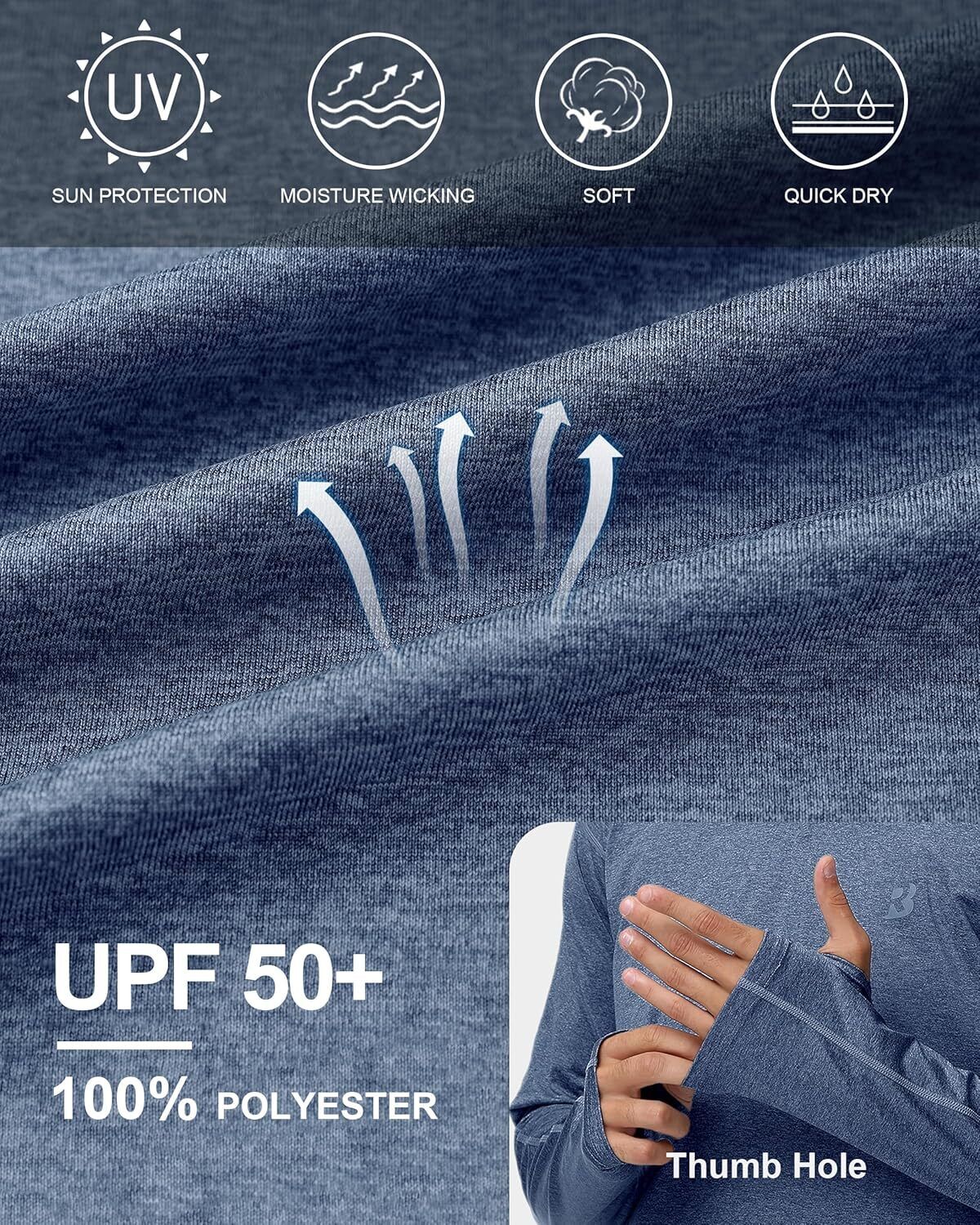 Mens UPF 50+ Fishing Shirts UV Sun Hoodie Hiking Running Athletic Workout Shirt - Picture 27 of 81