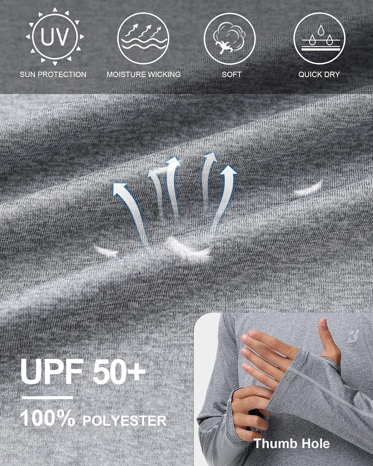 Mens UPF 50+ Fishing Shirts UV Sun Hoodie Hiking Running Athletic Workout Shirt - Picture 33 of 81